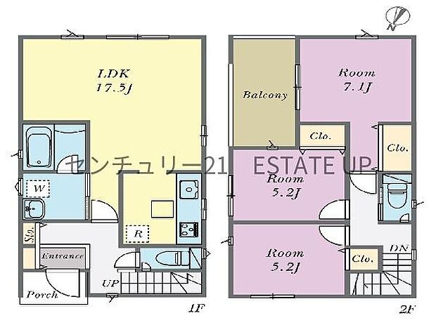 【間取り】ファミリーにおすすめの4LDK。寝室、お子様のお部屋など分けた使いかたが可能です。