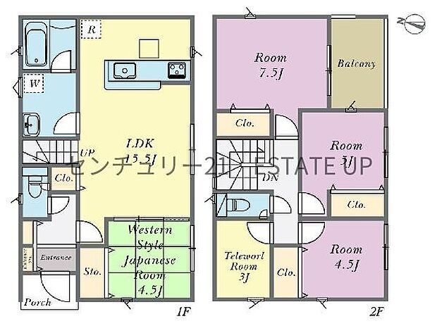 【間取り】ファミリーにおすすめの4SLDK。寝室、お子様のお部屋など分けた使いかたが可能です。