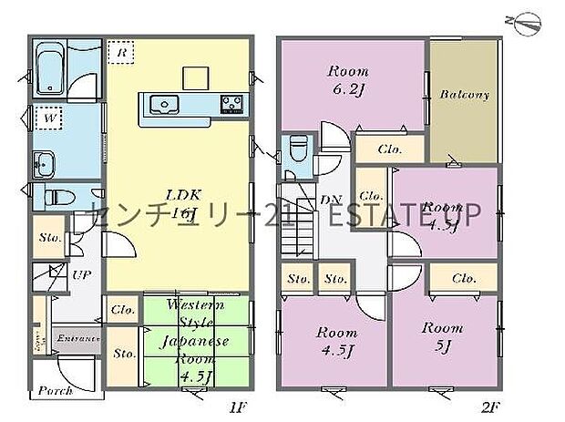【間取り】ファミリーにおすすめの4SLDK。寝室、お子様のお部屋など分けた使いかたが可能です。