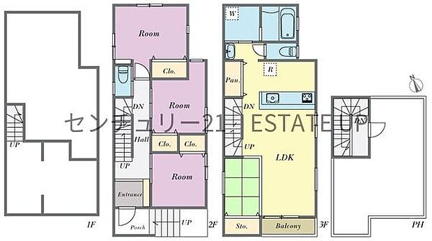 【間取り】ファミリーにおすすめの4LDK。寝室、お子様のお部屋など分けた使いかたが可能です。