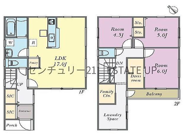 【間取り】ファミリーにおすすめの3LDK。寝室、お子様のお部屋など分けた使いかたが可能です。