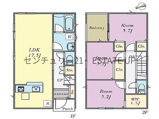 【間取り】ファミリーにおすすめの4SLDK。寝室、お子様のお部屋など分けた使いかたが可能です。