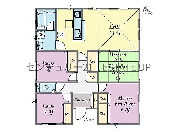 【間取り】ファミリーにおすすめの4LDK。寝室、お子様のお部屋など分けた使いかたが可能です。