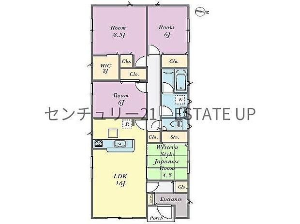 【間取り】ファミリーにおすすめの4LDK。寝室、お子様のお部屋など分けた使いかたが可能です。