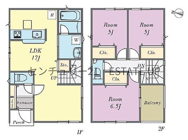 【間取り】ファミリーにおすすめの3LDK。寝室、お子様のお部屋など分けた使いかたが可能です。