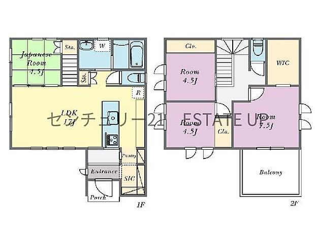 【間取り】ファミリーにおすすめの4LDK。寝室、お子様のお部屋など分けた使いかたが可能です。