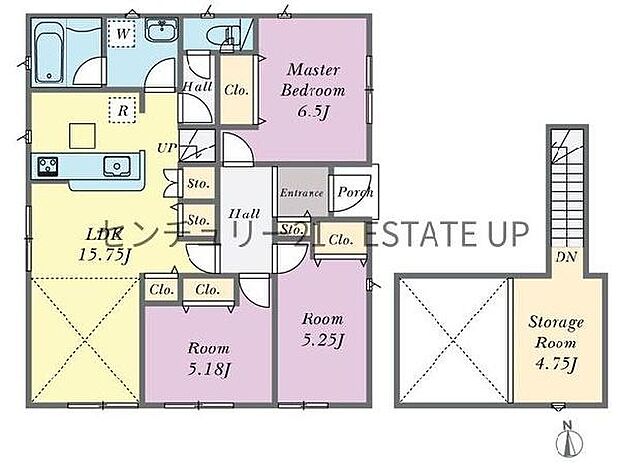 【間取り】ファミリーにおすすめの3LDK。各居室に収納付きで片付けに便利です。