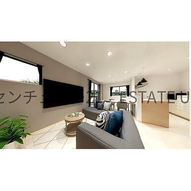 【リビング】大きな窓から明るい陽光が差し込み、ご家族皆様でゆったりとお過ごしいただけるリビングダイニングです