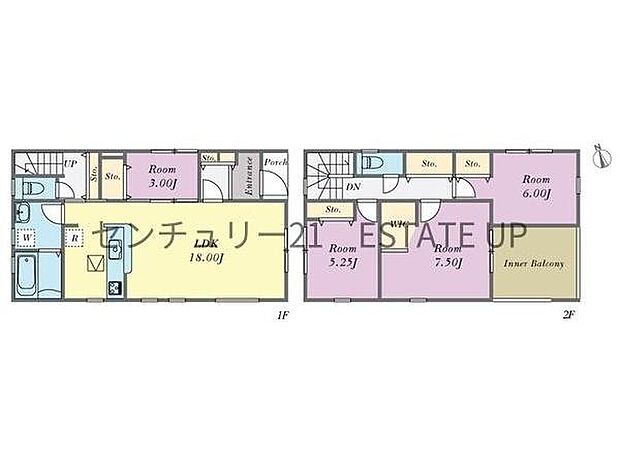 【間取り】ファミリーにおすすめの4LDK。寝室、お子様のお部屋など分けた使いかたが可能です。