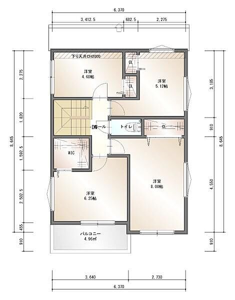 建物プラン例　2階　建物価格2442万円、建物面積　116.13m2