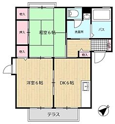 アイシマハウスC 2DKの間取図画像