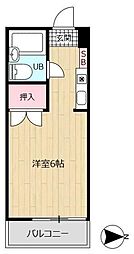 梅田ハイム 1Kの間取図画像