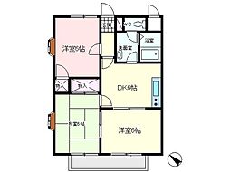 サンライズ富士1号館 3DKの間取図画像