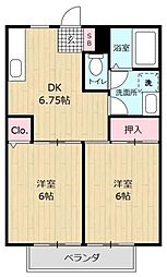セルアーモ大和田仙波 2DKの間取図画像