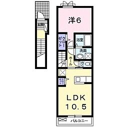 JR日豊本線 都城駅 バス5分 東小前下車 徒歩2分の賃貸アパート 2階1LDKの間取り