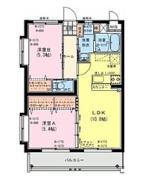グレイスプルメリア 2LDKの間取図画像