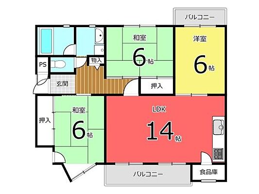 間取り 平城朱雀第一住宅　中古マンション 5階/-
