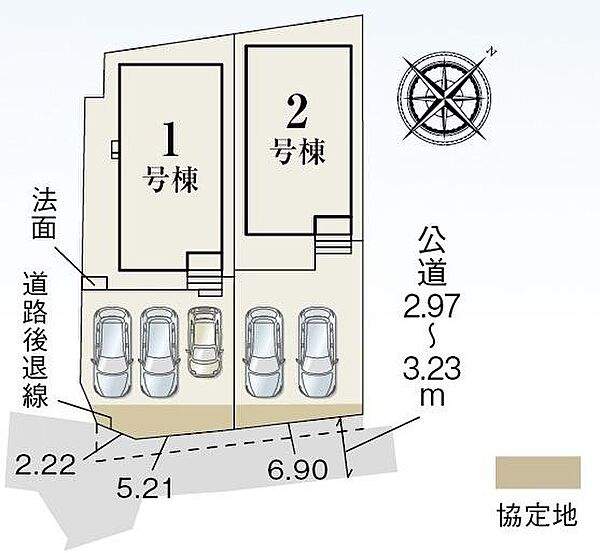 敷地面積:144.33平米　お車は2台駐車可能(車種による)。並列駐車なので毎日のお車の出し入れが楽です。
