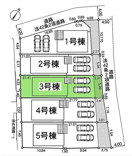 敷地面積：158.58平米　お車は2台駐車可能(車種による)。並列駐車なので毎日のお車の出し入れが楽です。