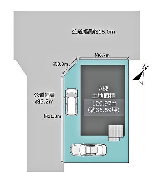 敷地面積：120.97平米　お車は2台駐車可能(車種による)。ぜひ現地にて、実際の建物・環境・街並み・日当たりなどなどご確認ください！