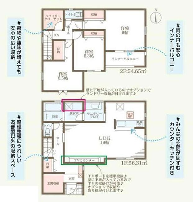 収納スペースが充実しており使いやすさが魅力の間取りです。リビングダイニングとキッチンの動線がスムーズで快適な住環境を実現しています。