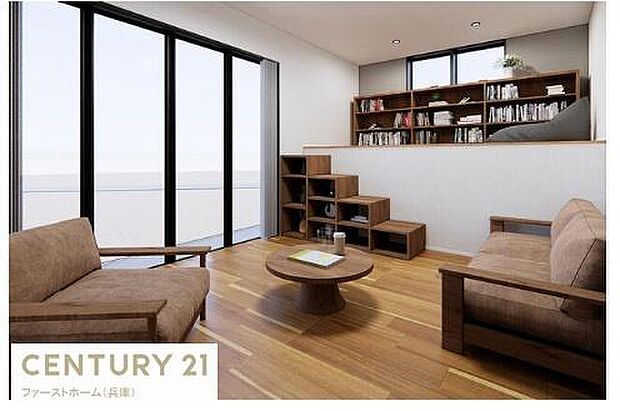 広々とした窓から自然な光が射し込む洋室です。木目調の床と家具が統一感を演出しています。収納棚が備え付けられている点もポイントです。シンプルな設計が魅力の空間です。