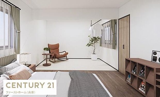 リビングは広々とした空間でシンプルなデザインが落ち着いた雰囲気を演出しています。窓からの光が部屋全体にやさしく広がります。和室スペースがアクセントになりインテリアのレイアウトもしやすいです。