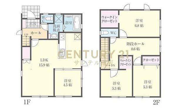 4LDKの間取り。豊富な収納スペースを完備。衣類もすっきり収納でき、家族全員が快適に過ごせる空間です!