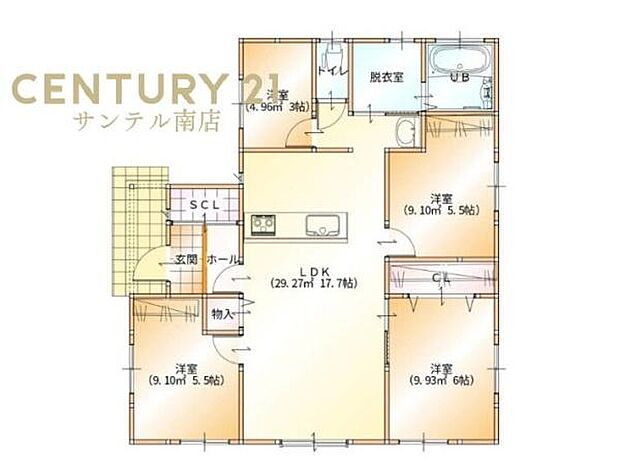 4LDK(LDK17帖・洋6・洋5.5・洋5.5・洋3)