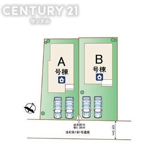 全体区画図駐車場2台確保可能です。※車種による