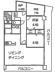 フラワーマンション神宮北 3SLDKの間取図画像