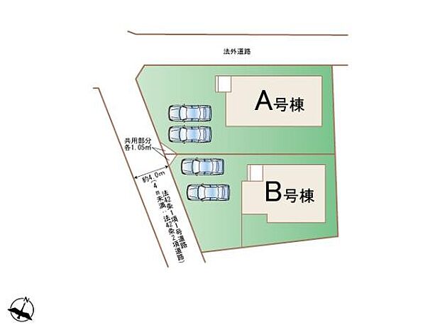 全体区画図駐車場2台確保可能です。※車種による