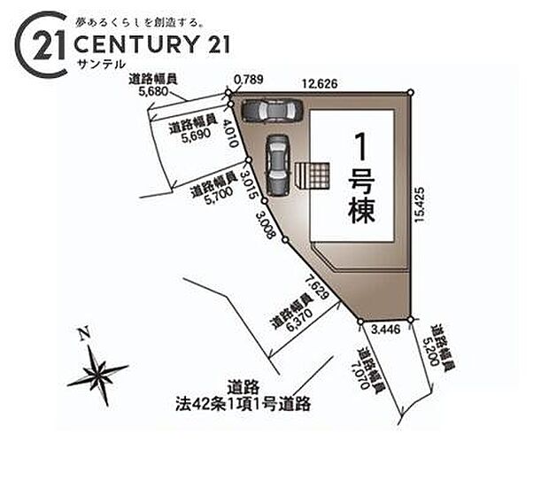 本物件は1号棟です♪お車は2台駐車可能です。※車種によります。