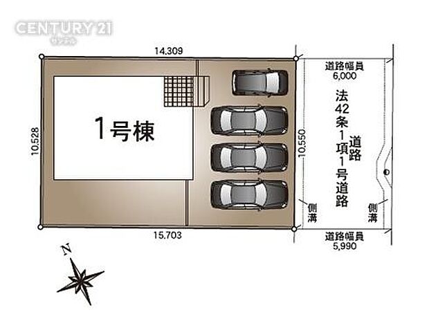 全体区画図駐車場4台確保可能です。※車種によります。