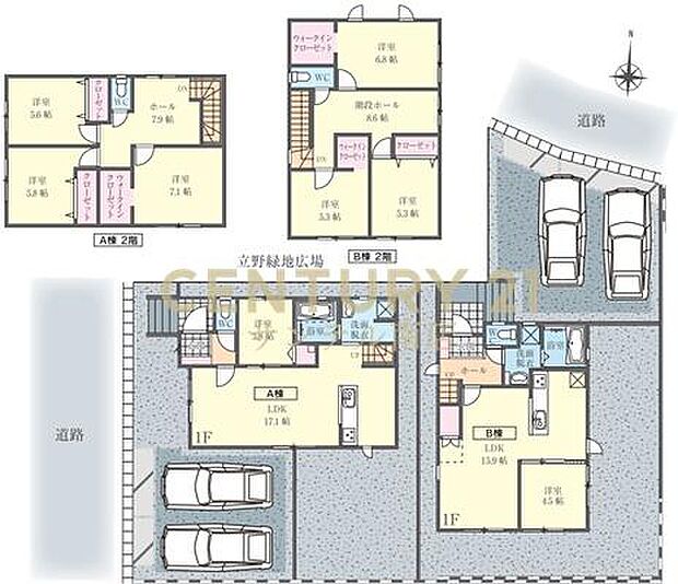 本物件はb号棟です♪駐車場は2台駐車可能です♪(車種によります)