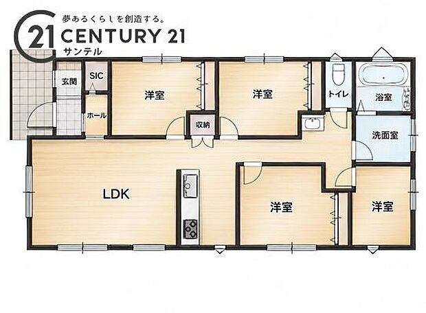 4LDKの間取り。豊富な収納スペースを完備。衣類もすっきり収納でき、家族全員が快適に過ごせる空間です!