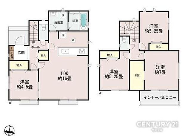 全室洋室の4LDKです。家事導線がスムーズな間取りです。