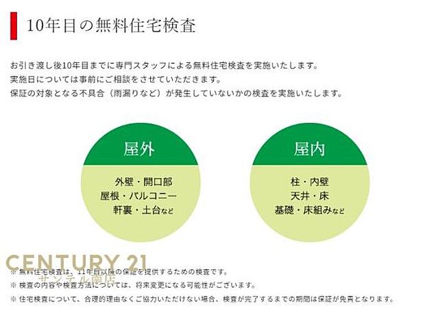 10年目に無料点検がございます