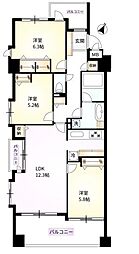 東急ドエルアルス博多ステーションサイド 3LDKの間取図画像
