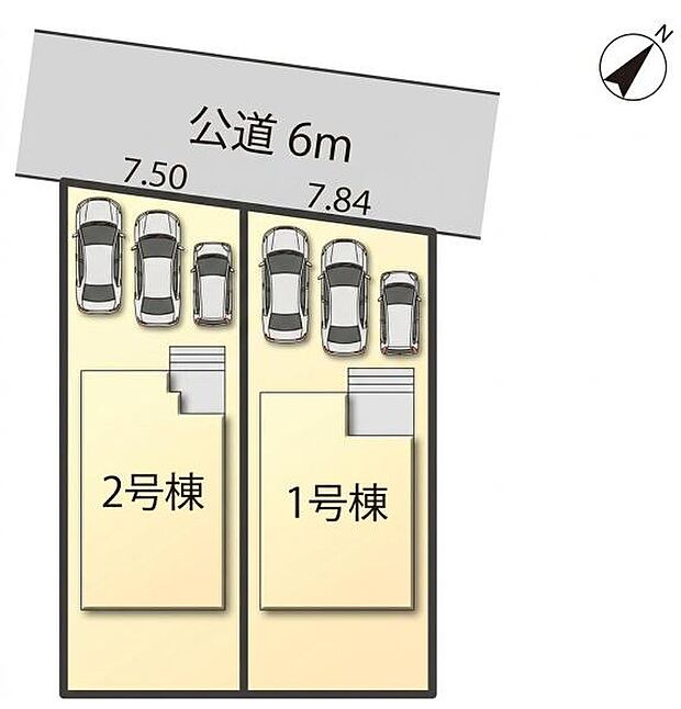 こちらは1号棟です。駐車場並列3台可能!(但し車種による)