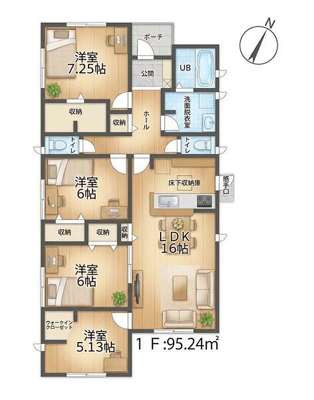 【4号棟】敷地面積80坪超え!平屋建て♪ ●駐車並列3台可能 ●周辺環境充実エリア◎ ●東海道本線「愛知御津」駅まで徒歩約14分
