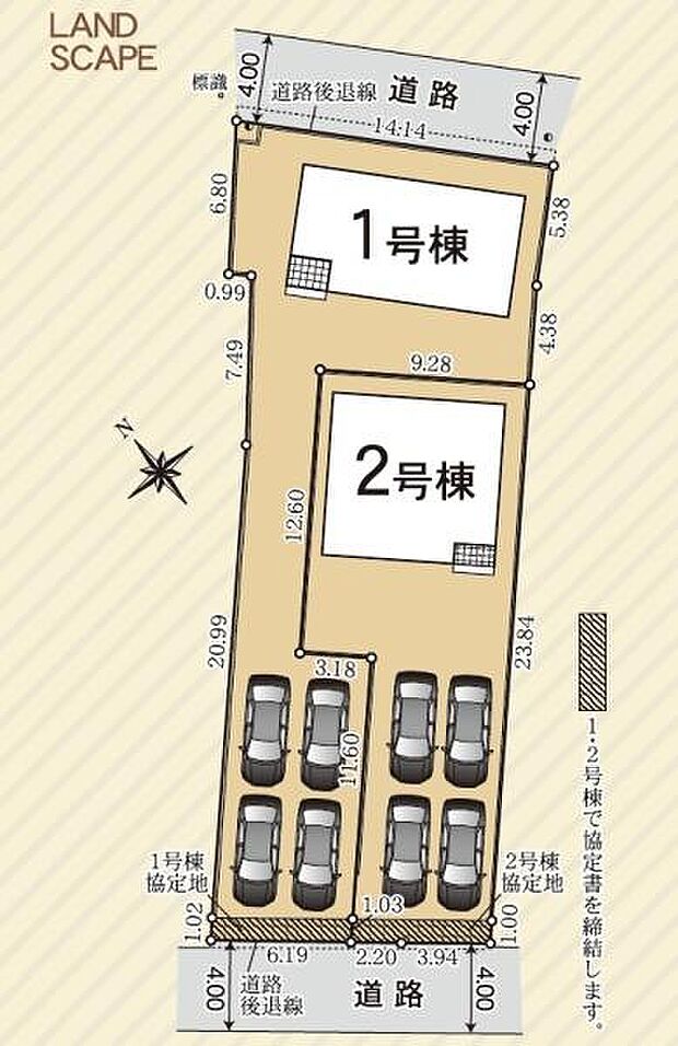 こちらは2号棟になります。駐車たっぷり4台可能!