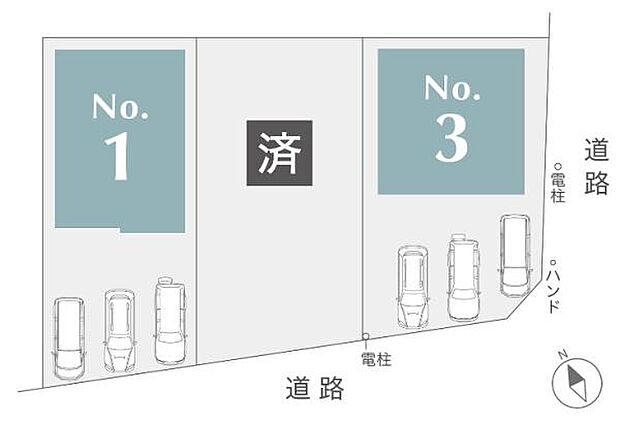こちらは1号棟になります。駐車並列3台可能!