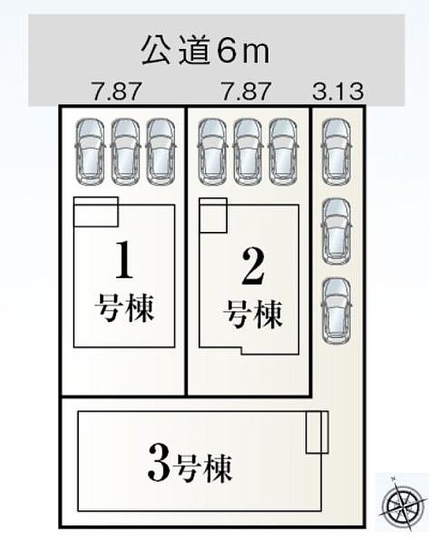 こちらは1号棟になります。駐車並列3台可能！