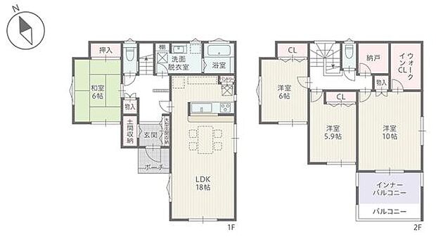 2号棟◇4LDK◇土地面積/157.56平方メートル(47.66坪)建物面積/127.53平方メートル(38.57坪)