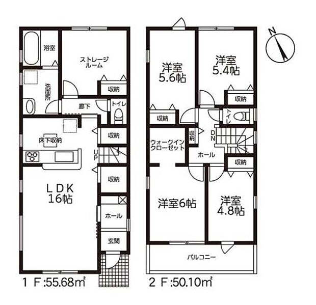 4SLDK◇土地面積/147.27平方メートル(44.54坪)建物面積/105.78平方メートル(31.99坪)