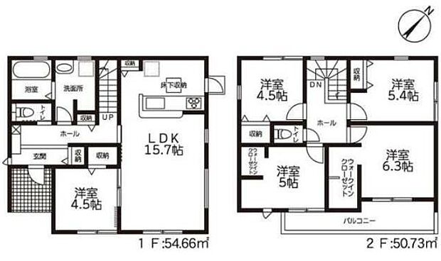 5LDK◇土地面積/180.14平方メートル(54.49坪)建物面積/105.39平方メートル(31.88坪)