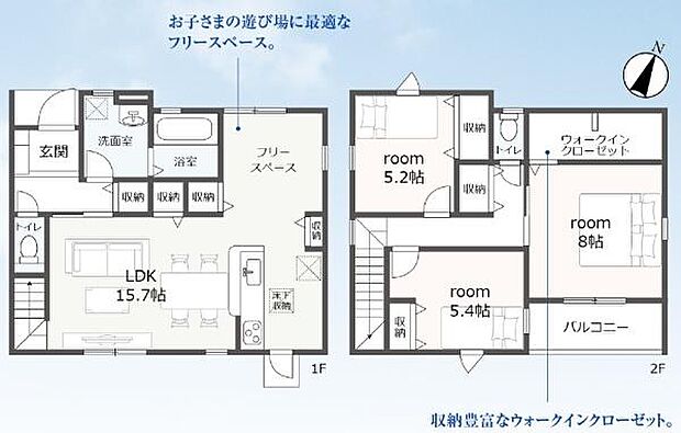 〇3ＬＤＫ土地面積／129.72平方メートル（39.24坪）建物面積／101.02平方メートル（30.55坪）