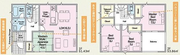 〇4LDK〇土地面積/163.77平方メートル(49.54坪)建物面積/105.29平方メートル(31.85坪)