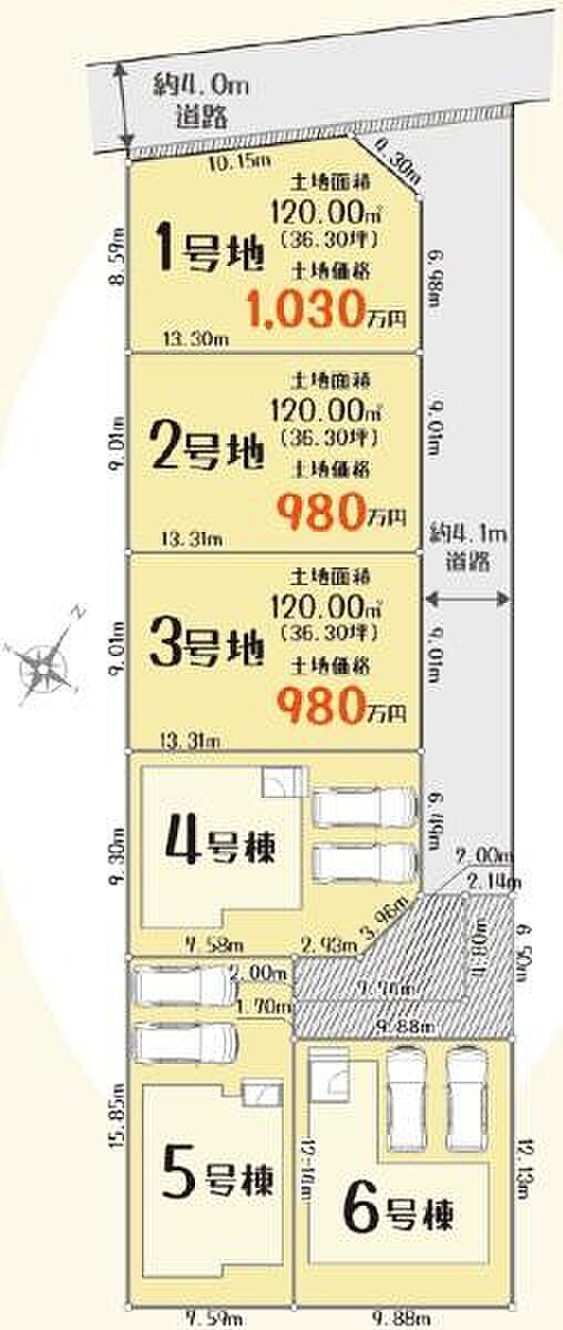 こちらは6号棟です。駐車並列2台可能(ただし車種による)